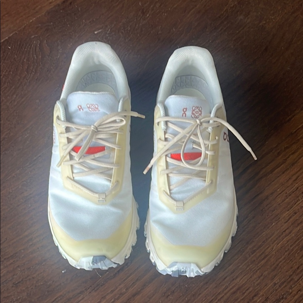 Loewe X On White and Cream Athletic Shoes